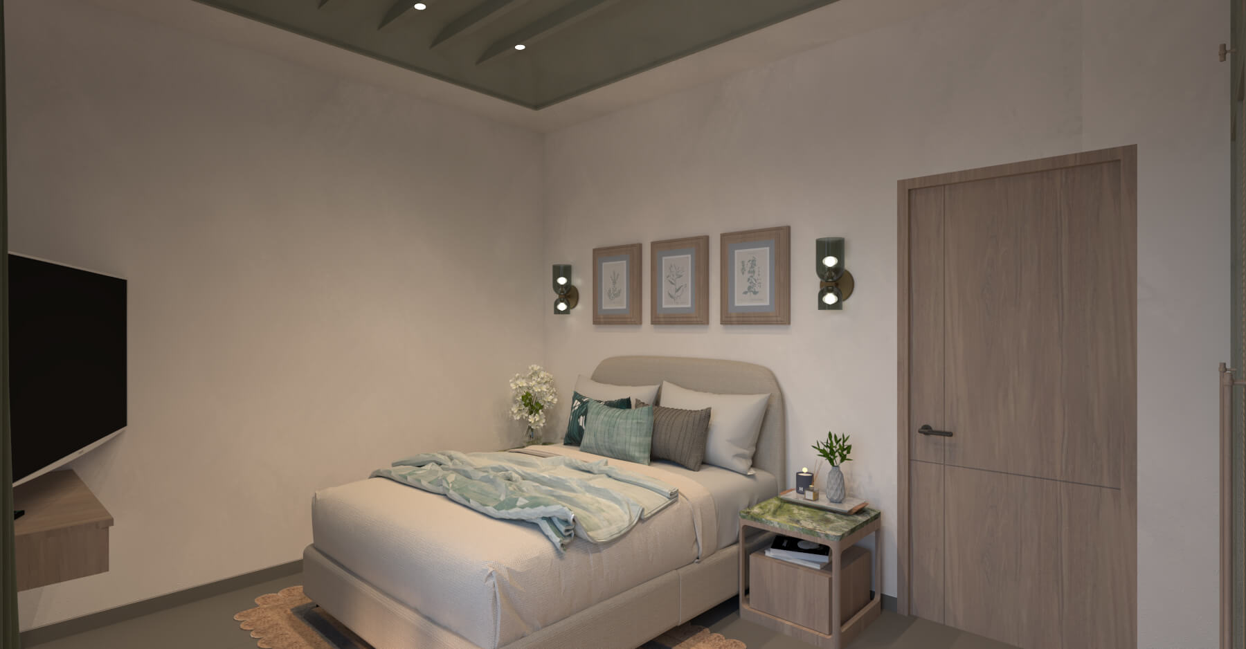 Girls bedroom interior design, villa, Goa