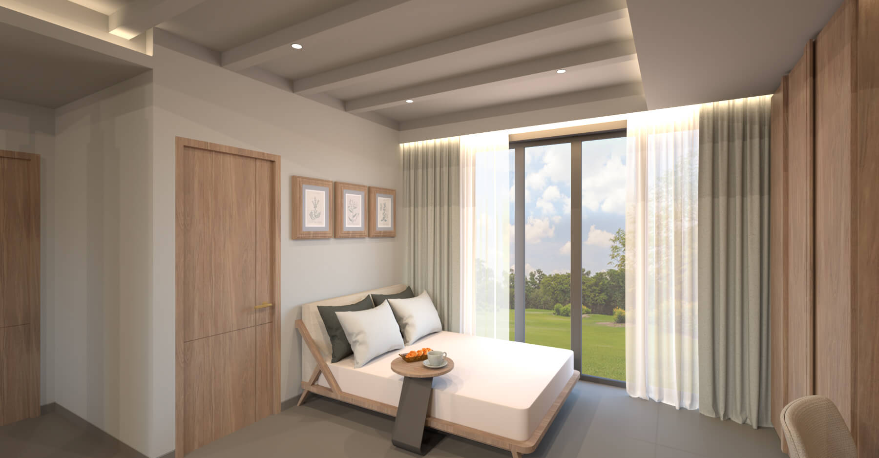 Guest bedroom interior design, private villa, Goa
