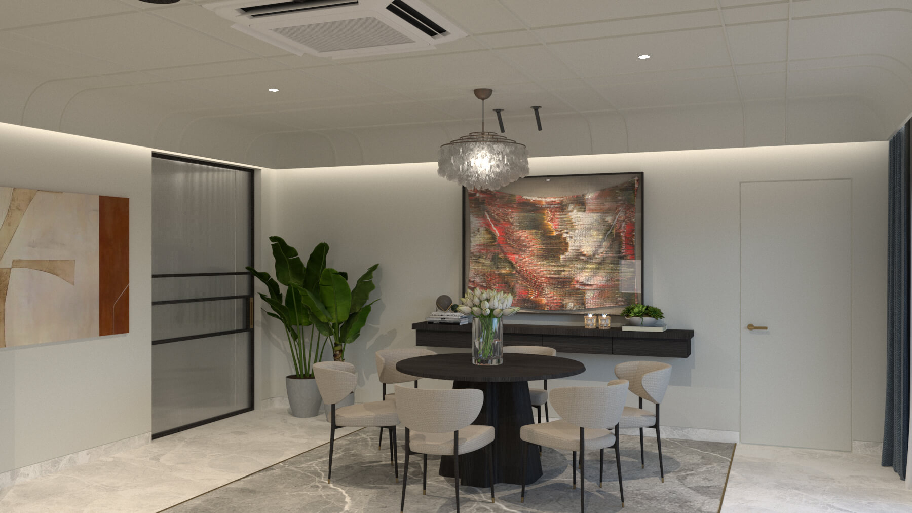 Dining area interior design, residence, Kolkata