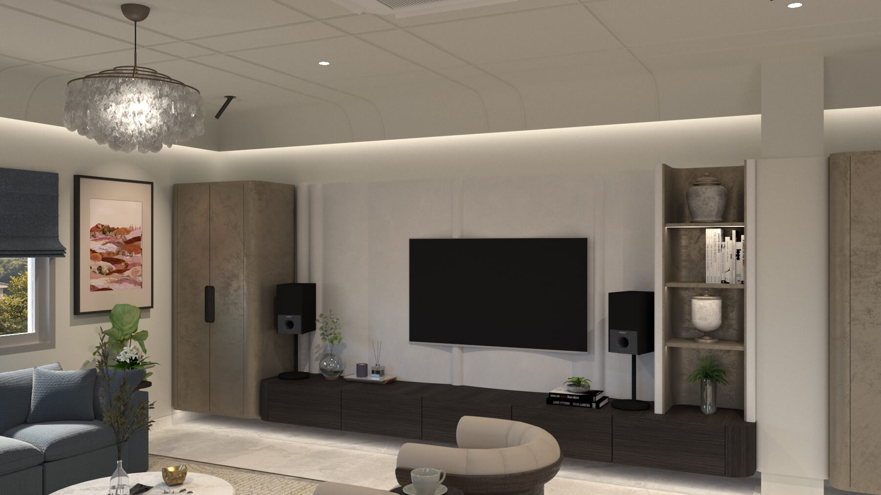 TV lounge interior design, Dover Park, Kolkata