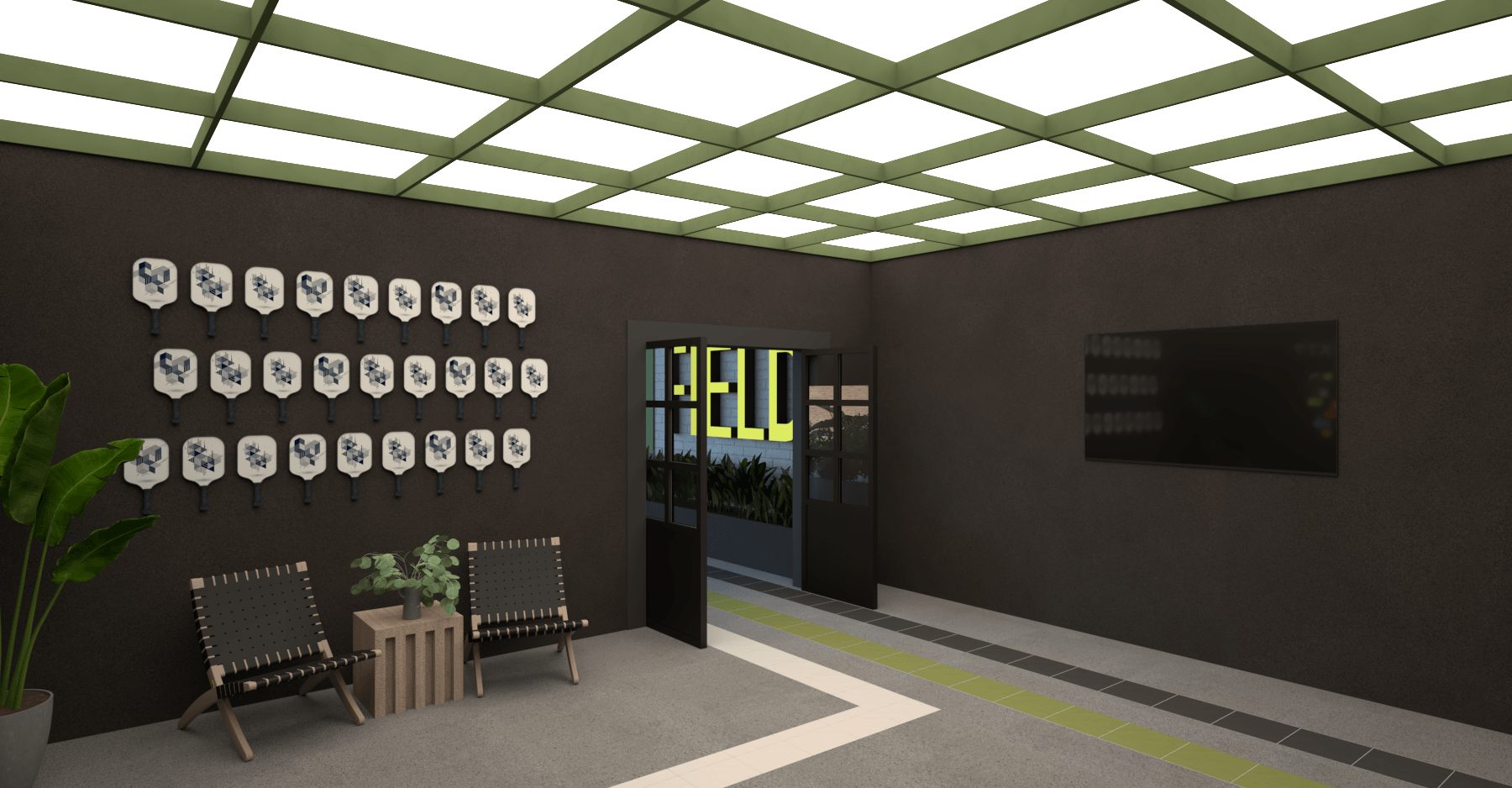 Foyer interior design, sports complex, Kolkata