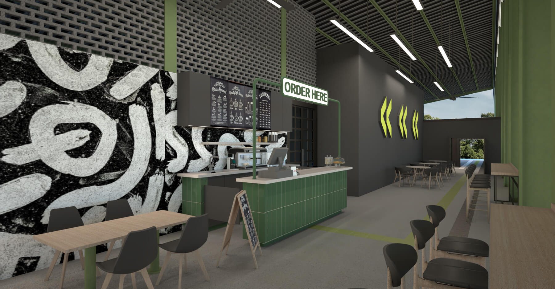 Sports area cafe interior design, Kolkata